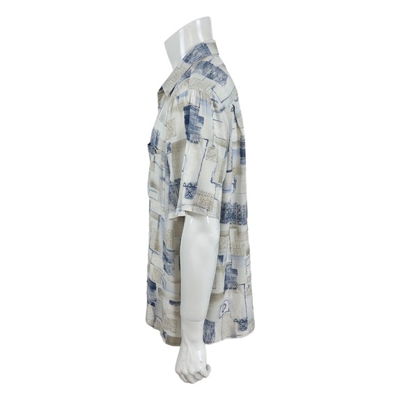 Batik Bay Camp Shirt Rayon Tropical Sea Life Fish Scallop Shells Non Tuck Men XL - Picture 8 of 10